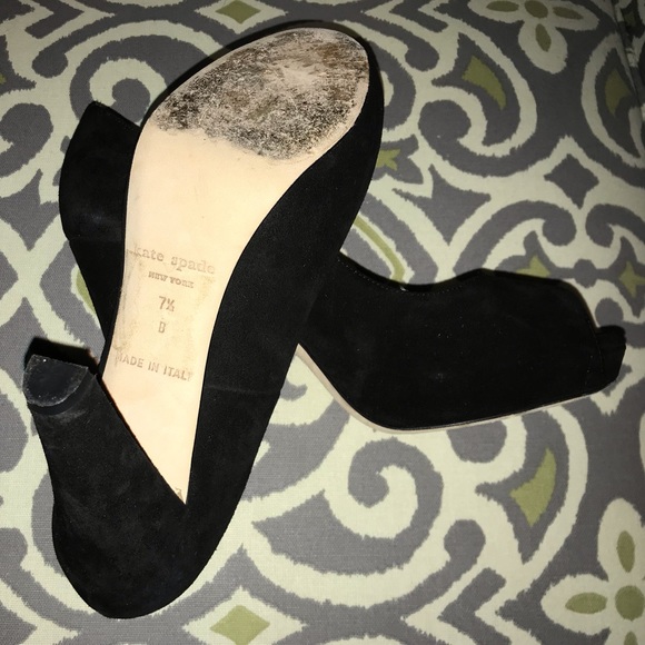 Kate Spade Peep Toe Black Suede Pump - Picture 3 of 8